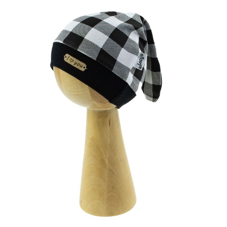 Czapka niemowlęca, biało-czarna, Nicol