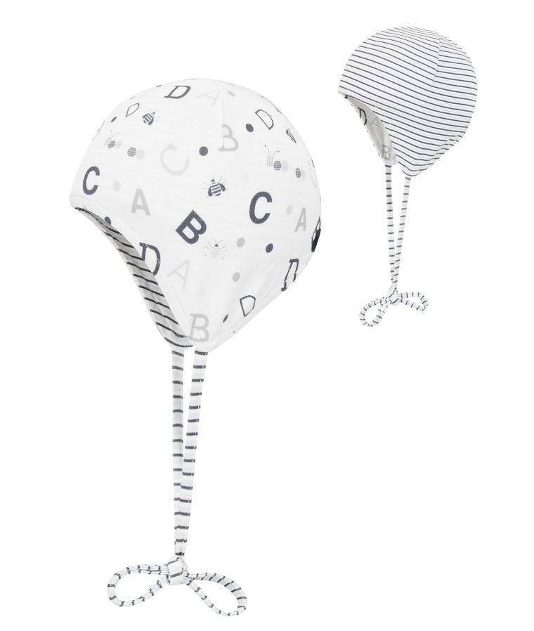 Czapka niemowlęca dwustronna, wiązana, biała, Döll