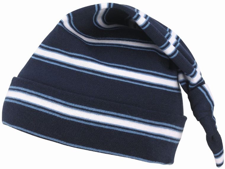 Czapka niemowlęca, granatowa, paski, Döll
