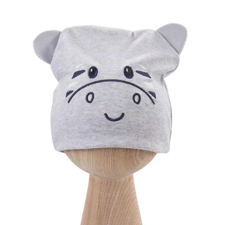 Czapka niemowlęca, szara, zebra, Eevi