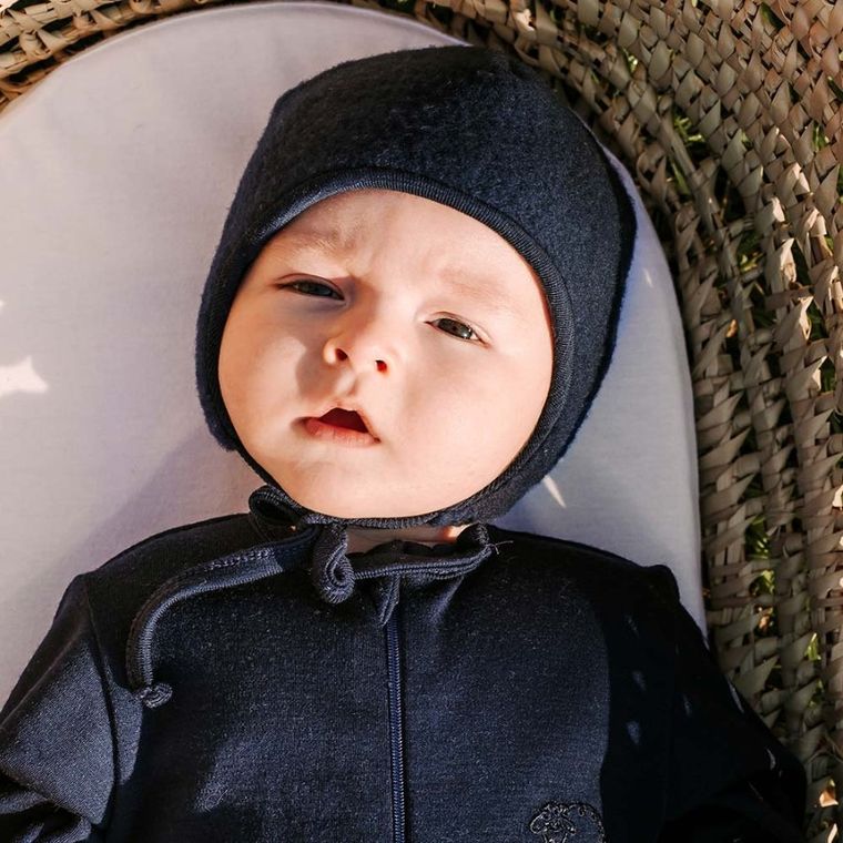 Czapka niemowlęca, wełniana, granatowa, Eevi