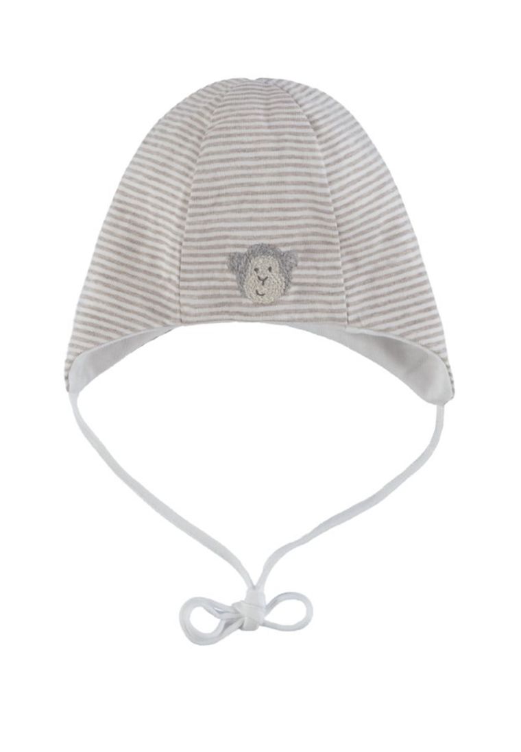 Czapka niemowlęca, wiązana, beżowa, Bellybutton