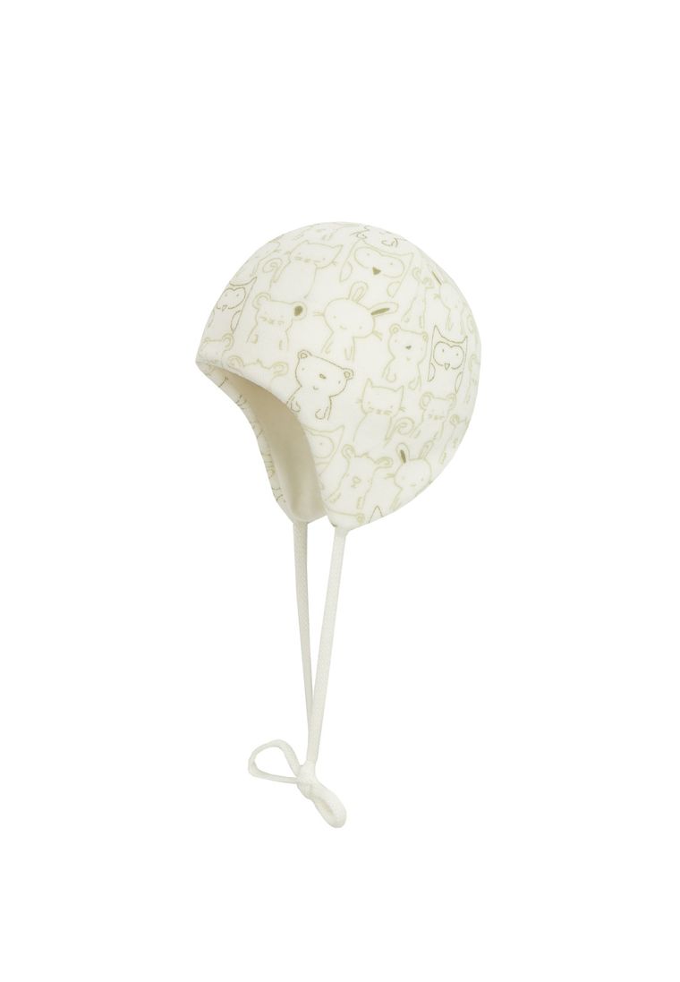 Czapka niemowlęca, wiązana, biała, ecru, Döll