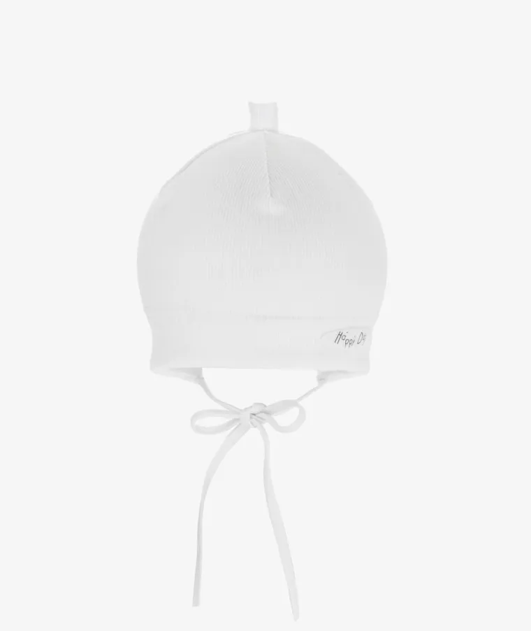 Czapka niemowlęca, wiązana, biała, Iltom