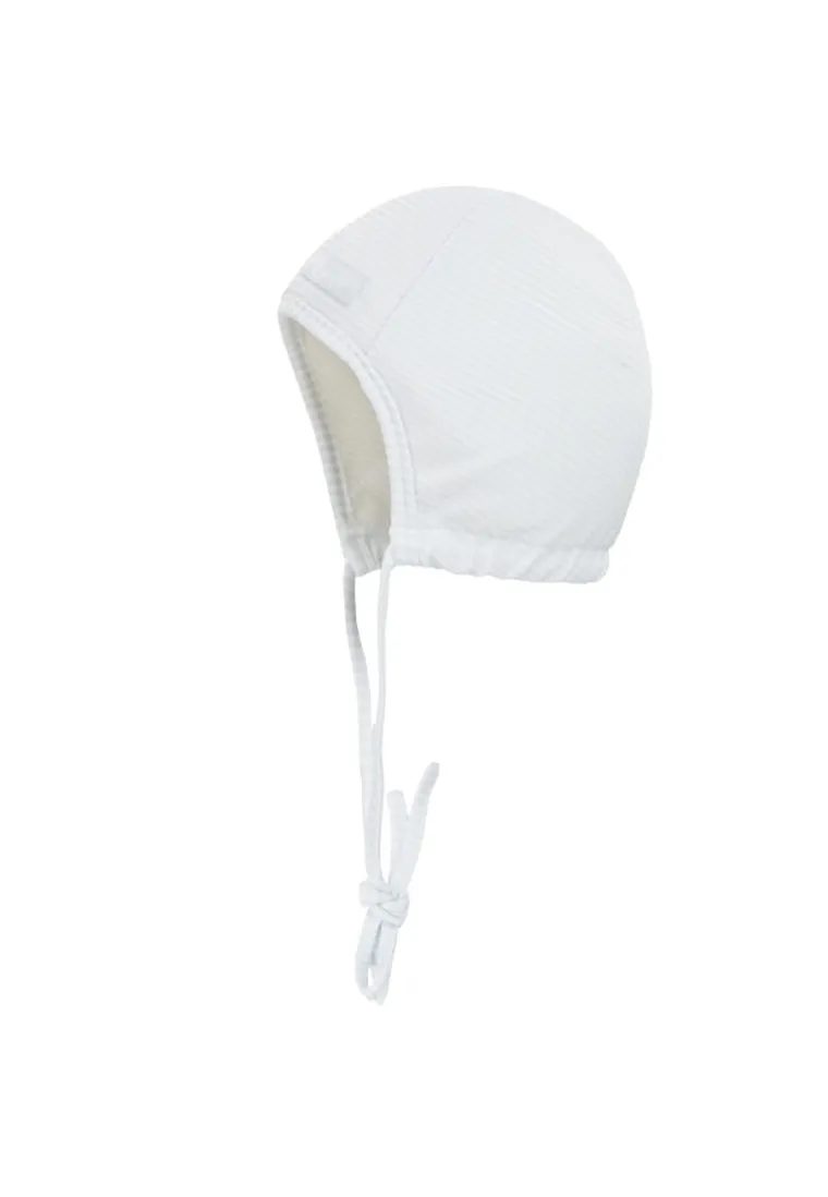 Czapka niemowlęca, wiązana, biała, paski, Döll