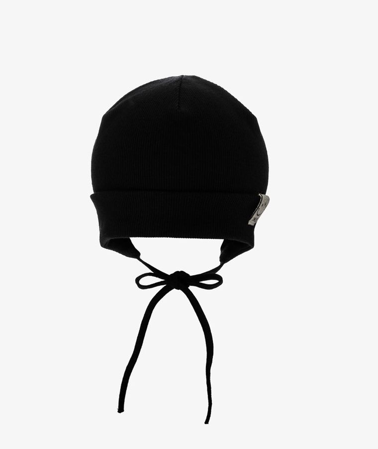 Czapka niemowlęca, wiązana, czarna, Iltom