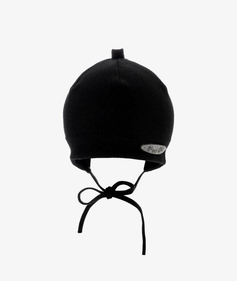 Czapka niemowlęca, wiązana, czarna, Iltom