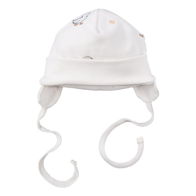Czapka niemowlęca, wiązana, ecru, Eevi