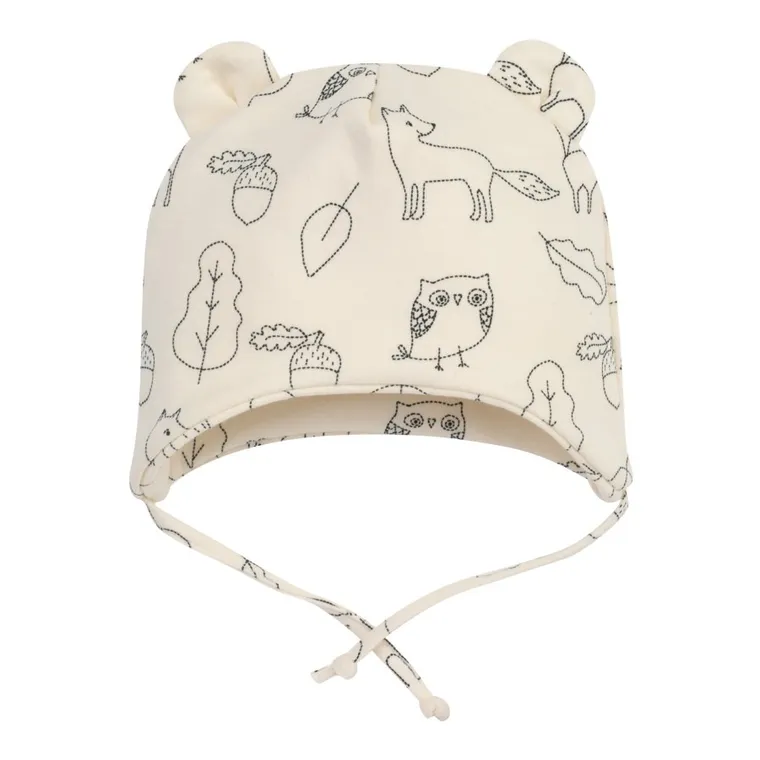 Czapka niemowlęca, wiązana, ecru, Pinokio