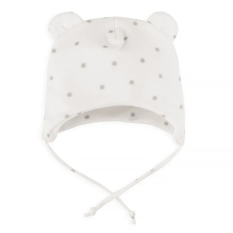 Czapka niemowlęca, wiązana, ecru, Pinokio