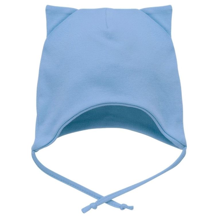 Czapka niemowlęca, wiązana, niebieska, Pinokio