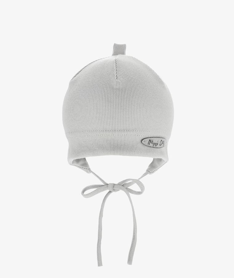 Czapka niemowlęca, wiązana, szara, Iltom