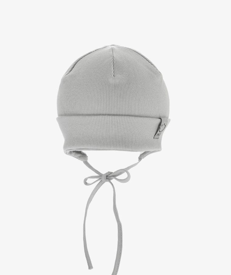 Czapka niemowlęca, wiązana, szara, Iltom