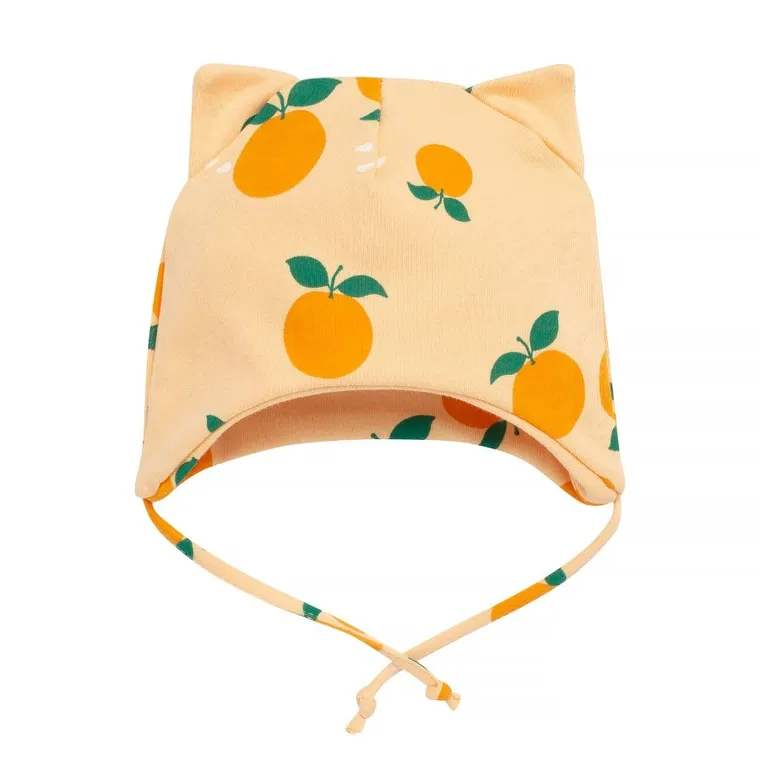 Czapka niemowlęca, wiązana, żółta, Pinokio
