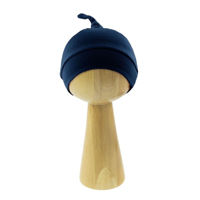 Czapka niemowlęca z supełkiem, granatowa, Nicol