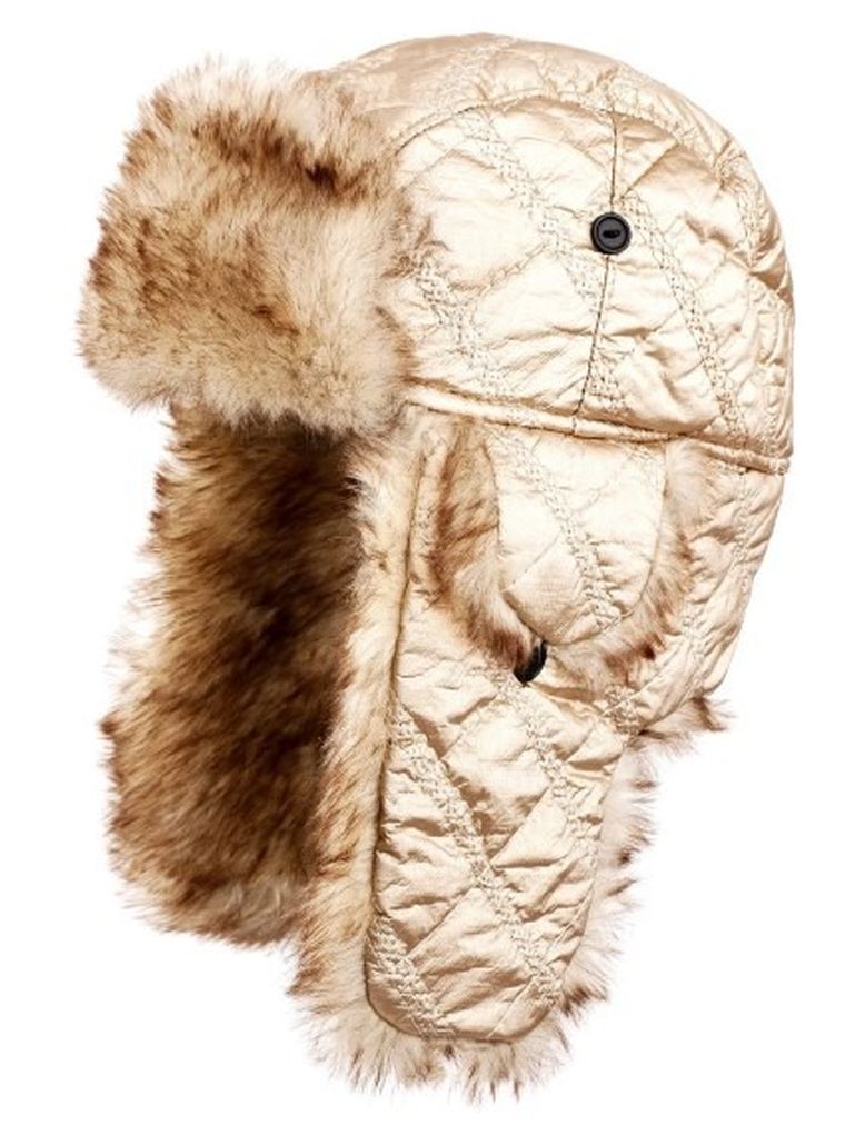 Czapka pilotka dziewczęca, złota, Ambra