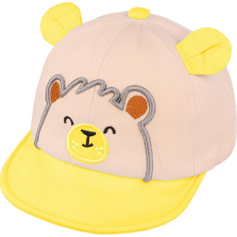 Czapka z daszkiem chłopięca, beżowo-żółta, Ambra