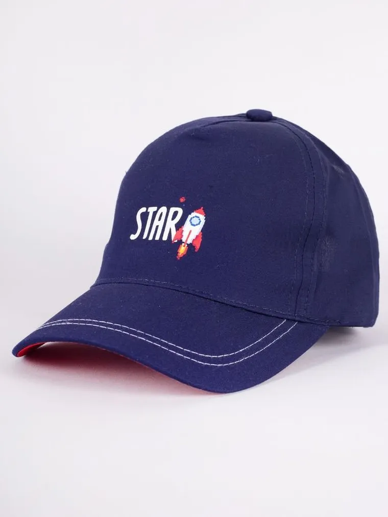 Czapka z daszkiem chłopięca, ciemnoniebieska, Yoclub