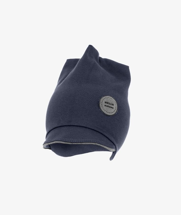 Czapka z daszkiem chłopięca, grafitowa, smerfowa, Iltom