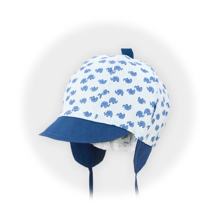 Czapka z daszkiem chłopięca, niebieska, słonie, Iltom