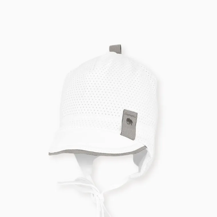 Czapka z daszkiem chłopięca, wiązana, biała, Iltom