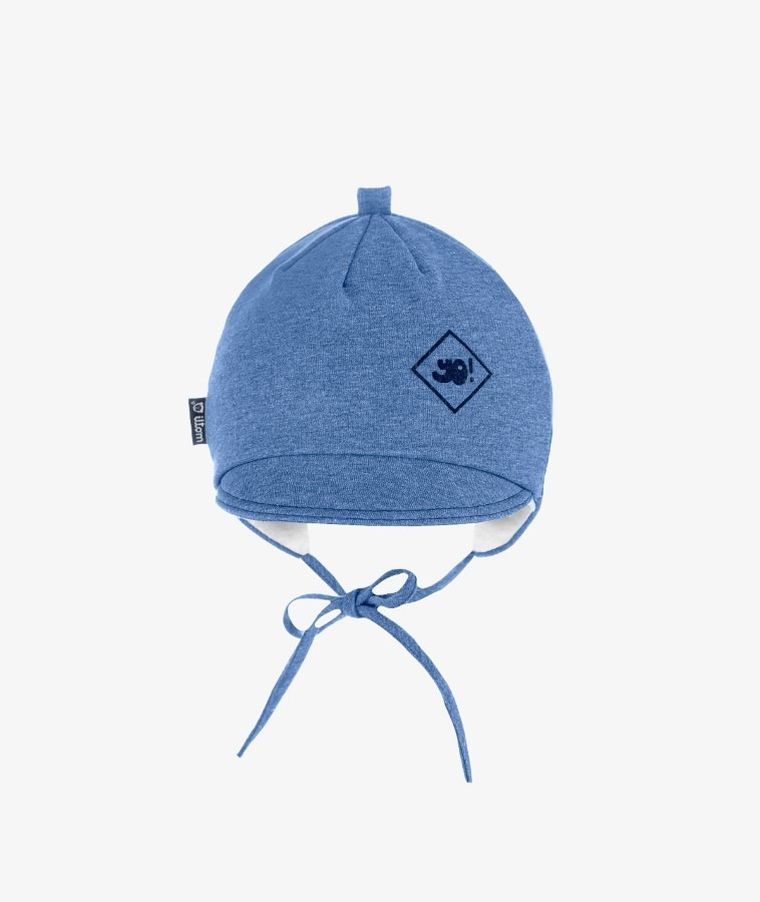 Czapka z daszkiem chłopięca, wiązana, denim, Iltom