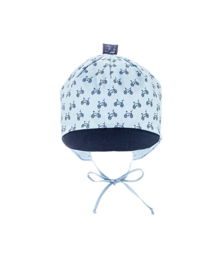 Czapka z daszkiem chłopięca, wiązana, niebieska, Iltom