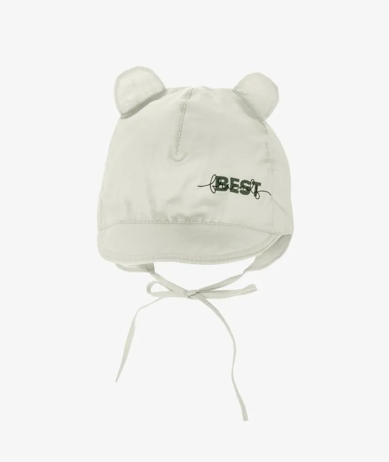 Czapka z daszkiem chłopięca, wiązana, szara, Iltom