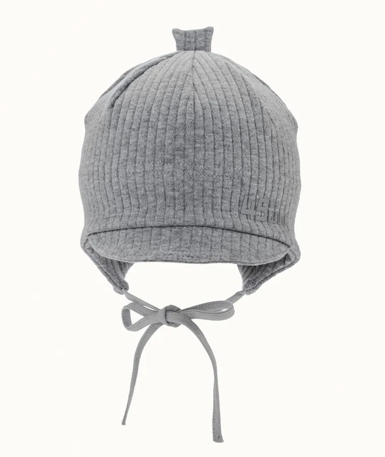 Czapka z daszkiem chłopięca, wiązana, szara, Iltom