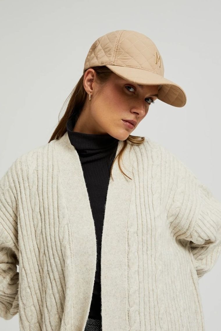 Czapka z daszkiem damska, beżowa, Moodo