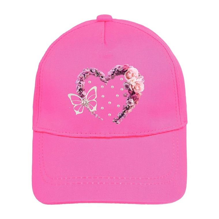 Czapka z daszkiem dziewczęca, ciemnoróżowa, Ambra