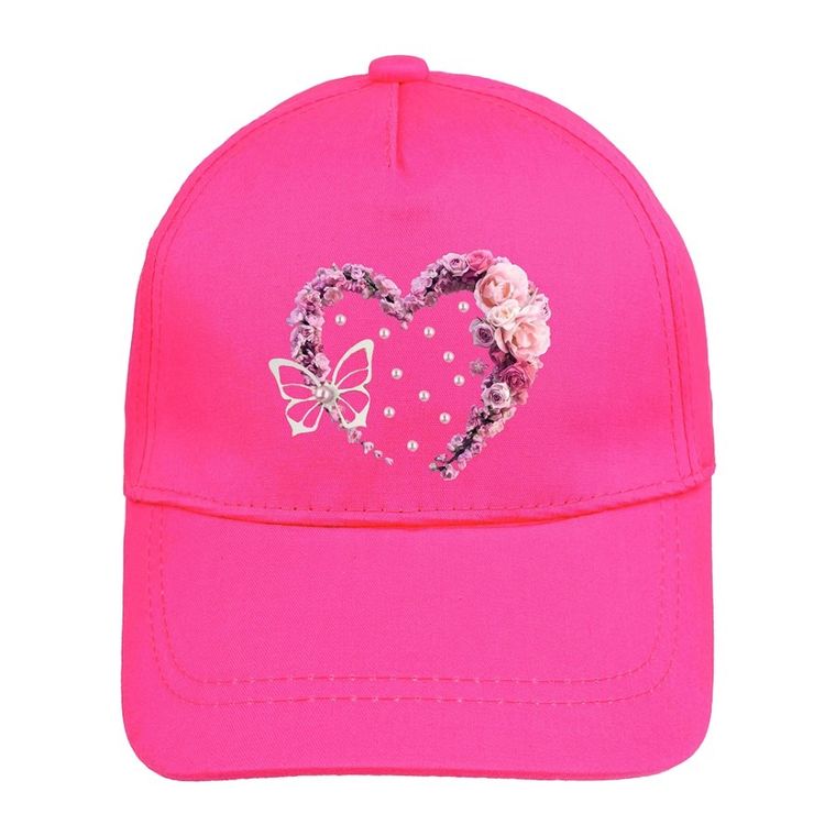 Czapka z daszkiem dziewczęca, ciemnoróżowa, Ambra