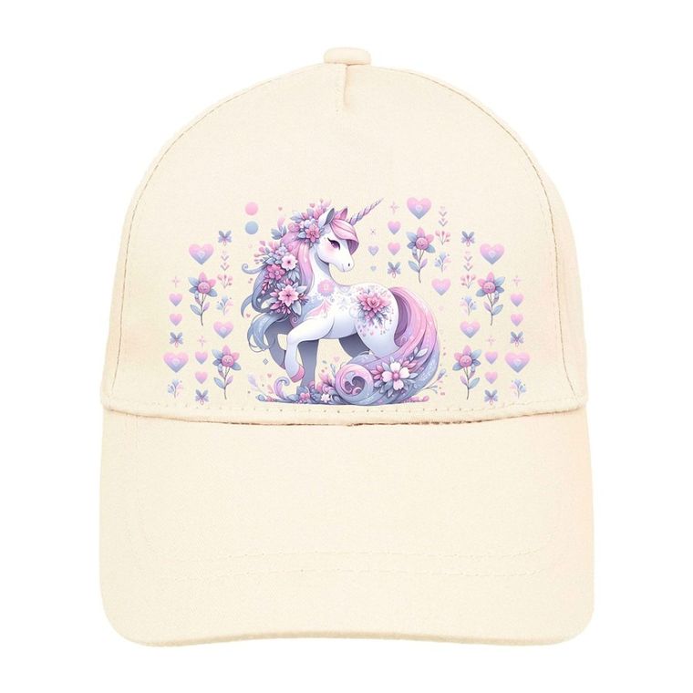 Czapka z daszkiem dziewczęca, ecru, Ambra