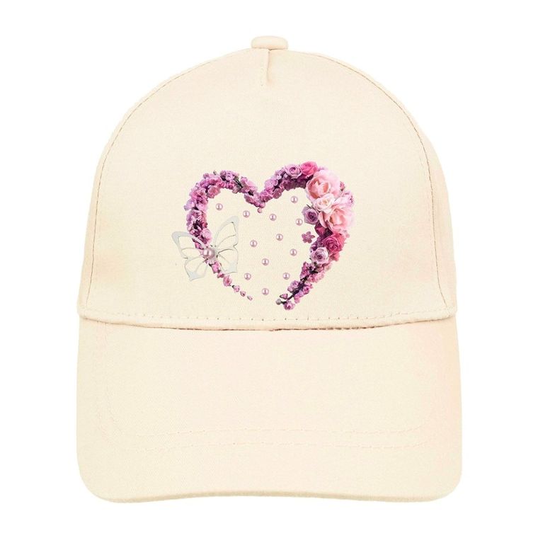 Czapka z daszkiem dziewczęca, ecru, Ambra