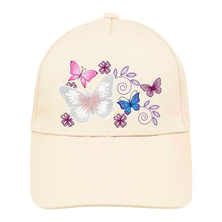 Czapka z daszkiem dziewczęca, ecru, Ambra