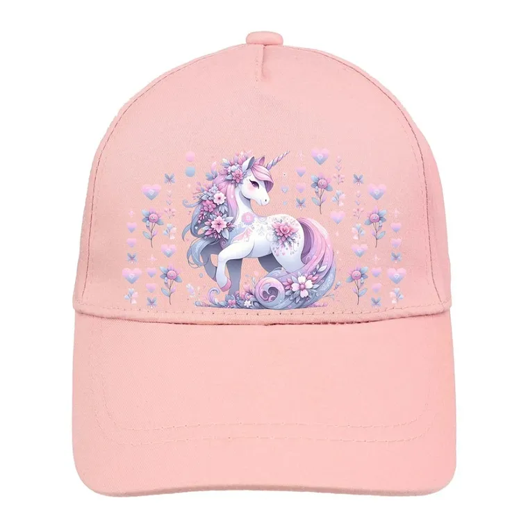 Czapka z daszkiem dziewczęca, jasnoróżowa, Ambra