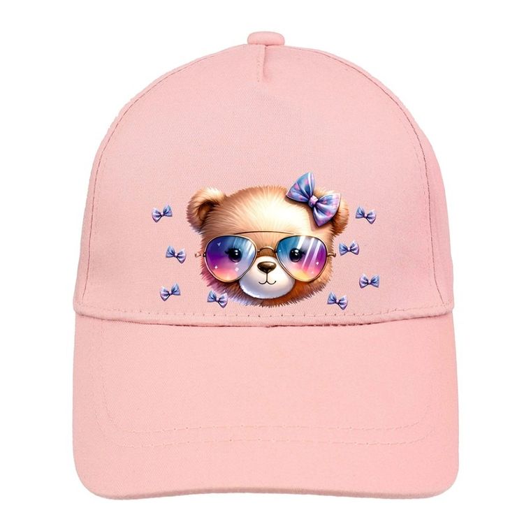 Czapka z daszkiem dziewczęca, jasnoróżowa, Ambra