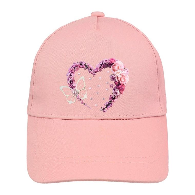 Czapka z daszkiem dziewczęca, jasnoróżowa, Ambra