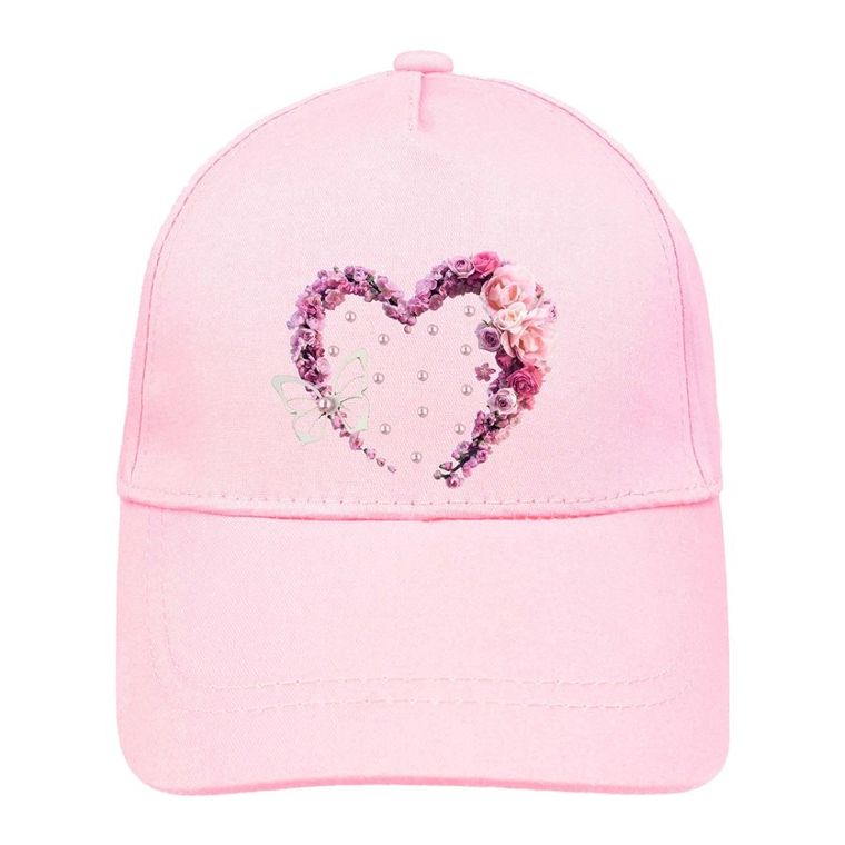 Czapka z daszkiem dziewczęca, jasnoróżowa, Ambra