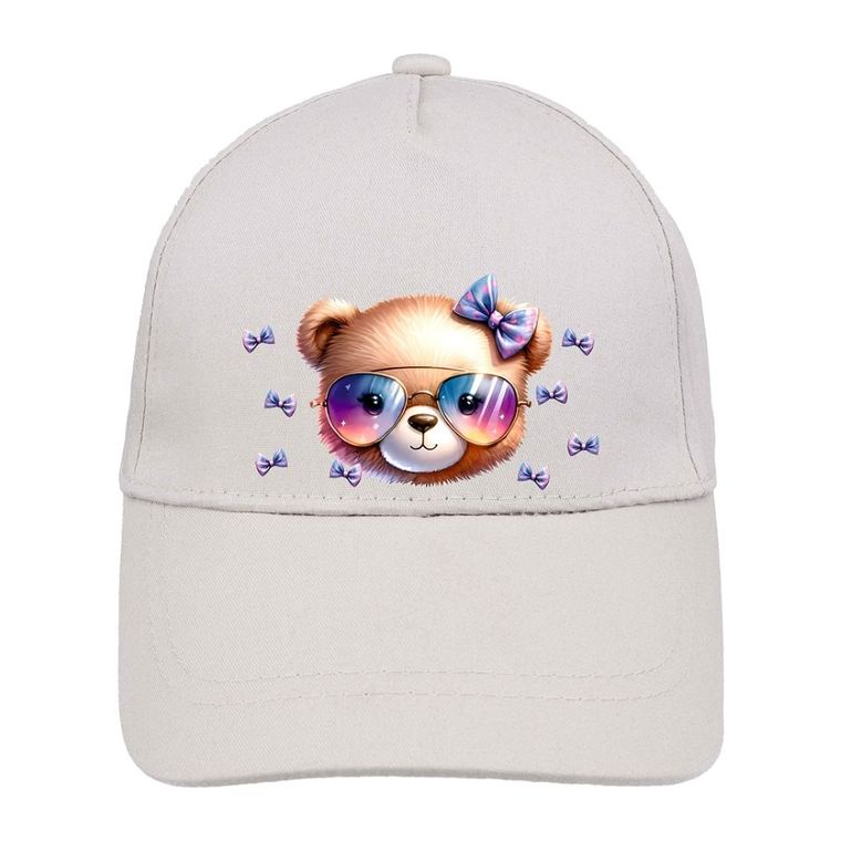 Czapka z daszkiem dziewczęca, jasnoszara, Ambra