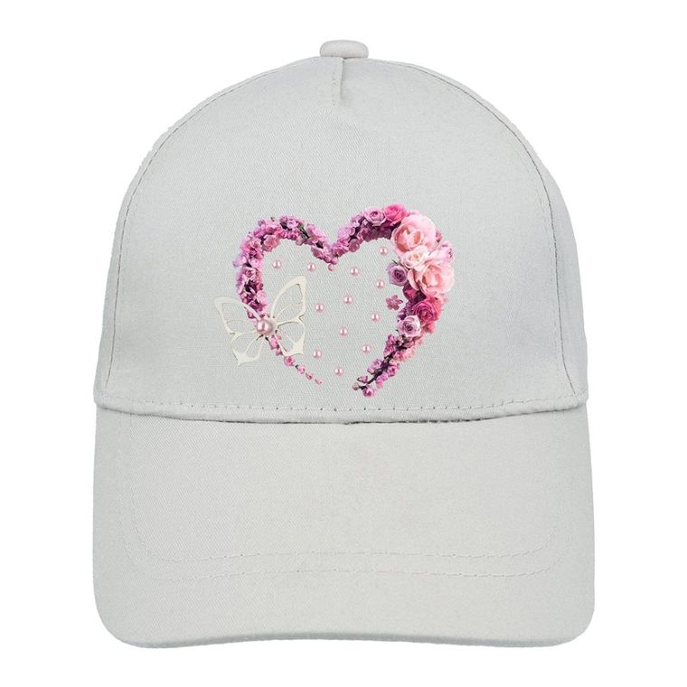 Czapka z daszkiem dziewczęca, jasnoszara, Ambra