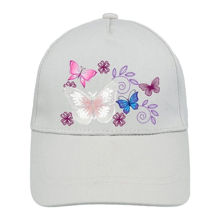 Czapka z daszkiem dziewczęca, jasnoszara, Ambra