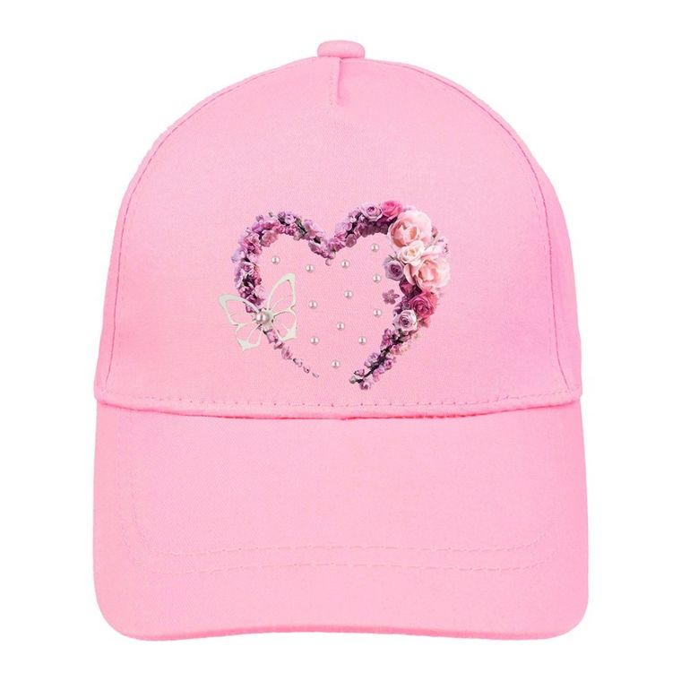 Czapka z daszkiem dziewczęca, różowa, Ambra