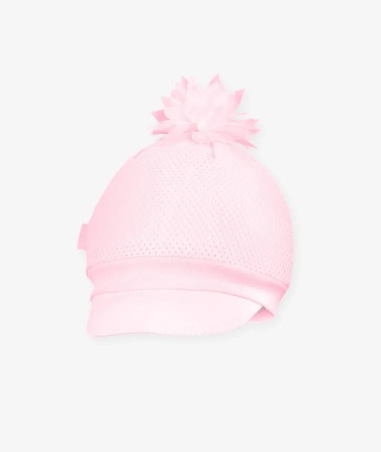 Czapka z daszkiem dziewczęca, różowa, kwiat, Iltom