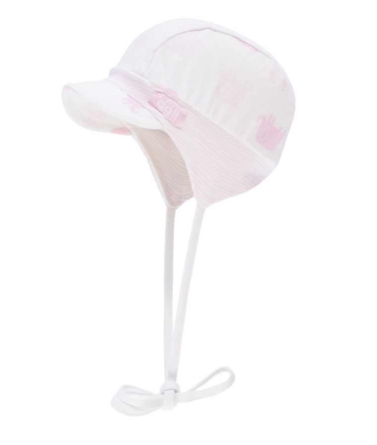 Czapka z daszkiem dziewczęca, wiązana, biała, słonie, Döll