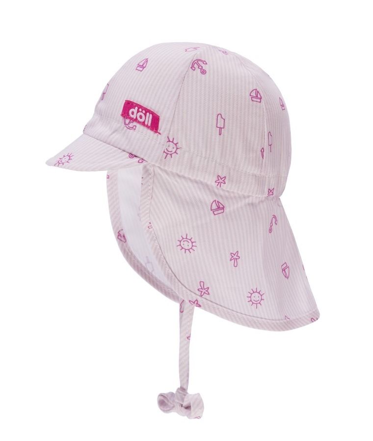 Czapka z daszkiem dziewczęca, wiązana, różowa, Döll