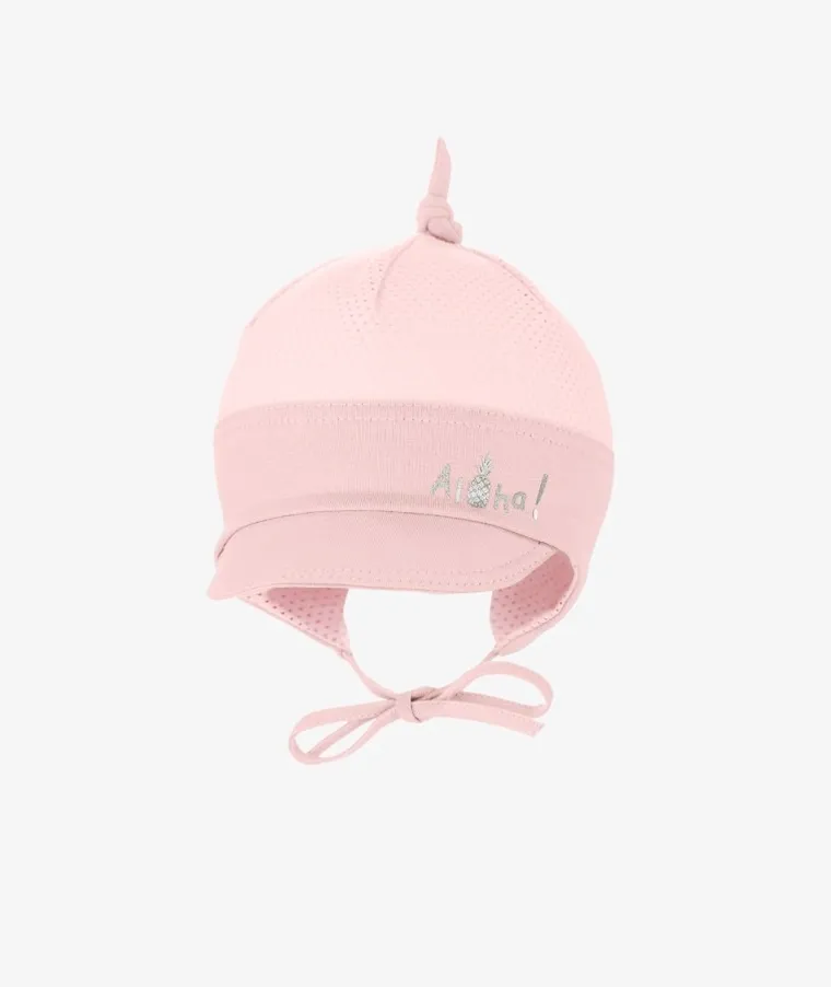Czapka z daszkiem dziewczęca, wiązana, różowa, Iltom
