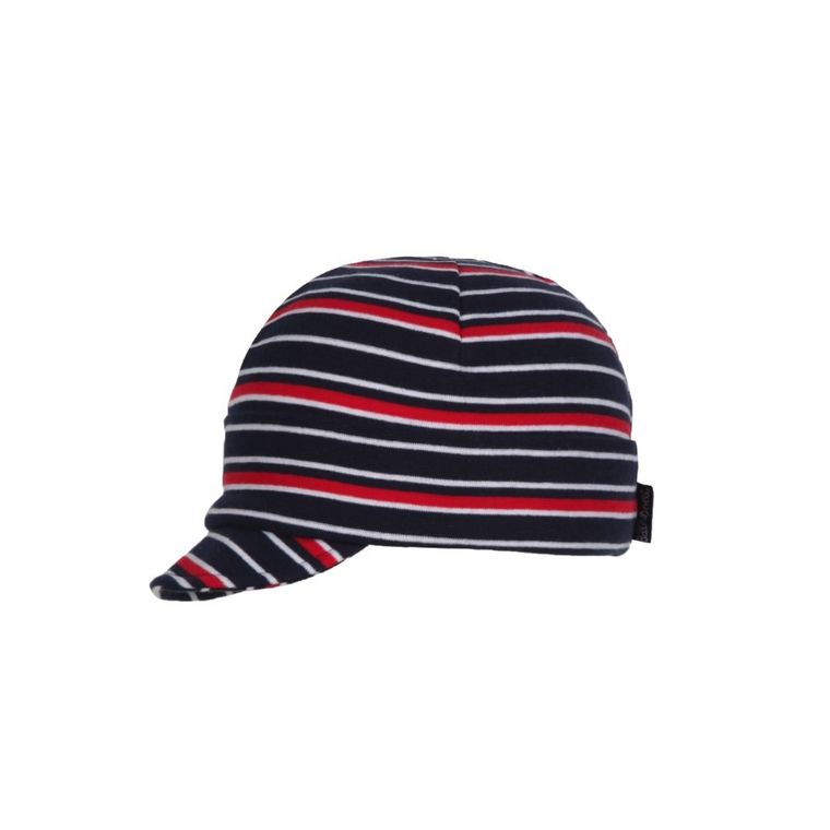 Czapka z daszkiem niemowlęca, granatowa, paski, Döll