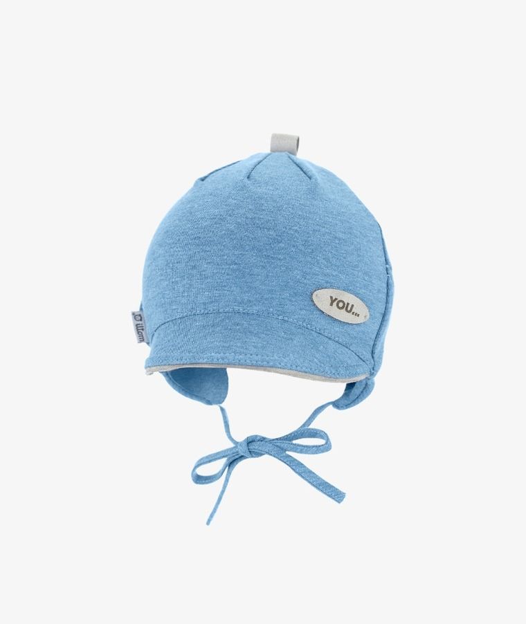 Czapka z daszkiem niemowlęca, wiązana, niebieska, Iltom