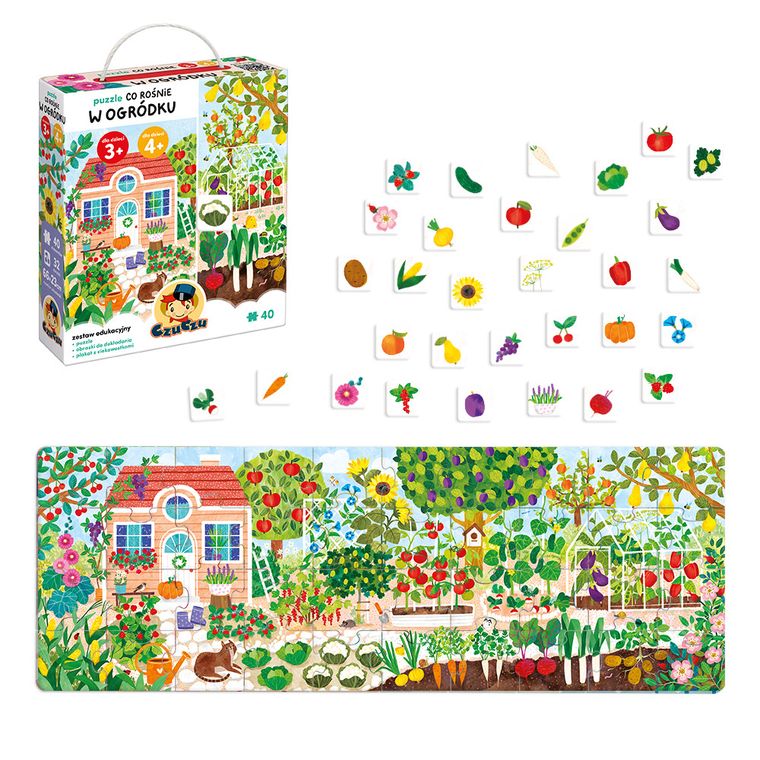 CzuCzu, Co rośnie w ogródku, puzzle, 40 elementów, obrazki, 3+,4+